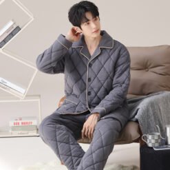 Mens Three-layer Quilted Loungewear For Fall And Winterwear It Indoors Or Out - 02J18206, 2XL