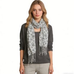 Black & White Print Viscose Scarf - Geometric Pattern Scarf 63inchx22inch - Multicolor