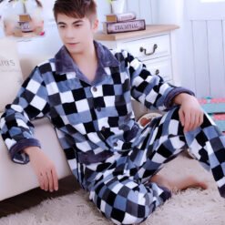 Men's Winter Suit Home Service Plus Size Flannel - Water Cube Mens Cardigan, XL