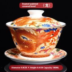 Porcelain Gaiwan Enamel Tea Cup Tea - Dragon