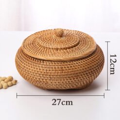 Modern Living Room Rattan Fruit Plate With Multiple Compartments And Lids - Rattan stove large