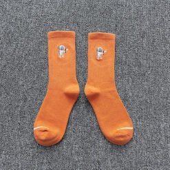 Embroidered cotton socks astronaut all-match socks sports socks - Orange Red