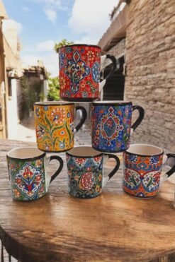 Set Of 6 Handmade Ceramic Ethnic Mugs For Cultural Home Decor - Default