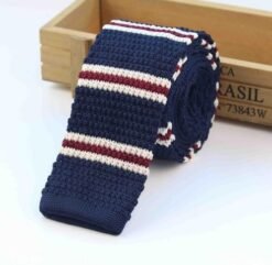 Men Knitted Knit Leisure Striped Ties Fashion Skinny Narrow Slim Neck Ties For Men Skinny Woven Designer Cravat - 5