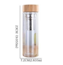 Tea water separation cups Double glass cups travel office home Stainless steel filter insulation cup - Bamboo, L