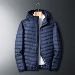 Sheer hooded down jacket - Navy blue, M