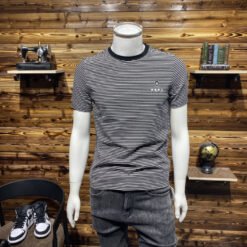 Men's striped short sleeve - Black, 3XL