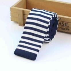 Men Knitted Knit Leisure Striped Ties Fashion Skinny Narrow Slim Neck Ties For Men Skinny Woven Designer Cravat - 13