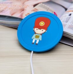 Cartoon PVC Insulation Heating Coasters USB Heating Coasters - Blue