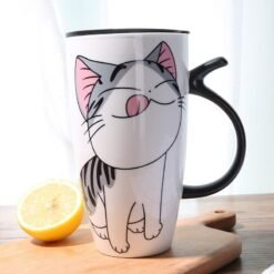 Cute Cat Ceramics Coffee Mug With Lid Large Capacity 600ml Animal Mugs Creative Drinkware Coffee Tea Cups Novelty Gifts Milk Cup - Satisfy
