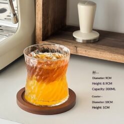 High-end Heat-resistant Premium Iced Americano Latte Mug - Glacier Pattern With Coaster, 201to300ml