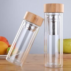 Tea water separation cups Double glass cups travel office home Stainless steel filter insulation cup