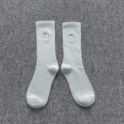 Embroidered cotton socks astronaut all-match socks sports socks - Grey
