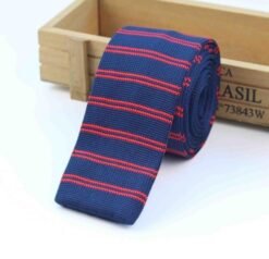 Men Knitted Knit Leisure Striped Ties Fashion Skinny Narrow Slim Neck Ties For Men Skinny Woven Designer Cravat - 11