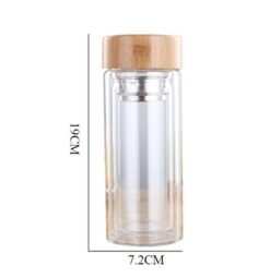Tea water separation cups Double glass cups travel office home Stainless steel filter insulation cup - Bamboo, S