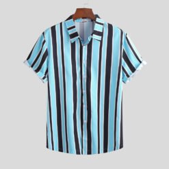 Men Stripe shirts - Blue, XL