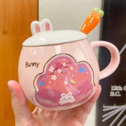 Korean Cartoon Creative Radish Rabbit Mugs - Pink