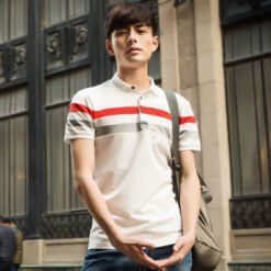 Men's striped T-shirt - White, 4XL