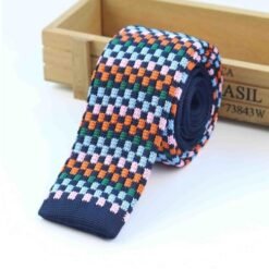 Men Knitted Knit Leisure Striped Ties Fashion Skinny Narrow Slim Neck Ties For Men Skinny Woven Designer Cravat - 14
