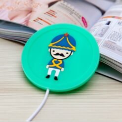 Cartoon PVC Insulation Heating Coasters USB Heating Coasters - Green