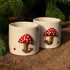 Handmade 3D Mushroom Mugs Set Of 2 With 200ml Capacity For Coffee Tea - Default