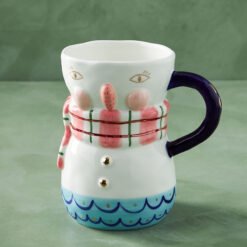 Minimalist Ceramic Christmas Mugs - Snowman