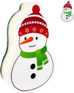 Kitchen Sponges For Dishes, Non-Scratch Dish Sponge For Cleaning, Long Lasting Dual-Sided Scrub Sponge, Multipurpose Heavy Duty Kitchen Cleaning Sponges For Kitchen, Bathroom, Sink - Snowman