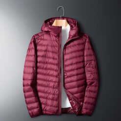 Sheer hooded down jacket - Red, XL