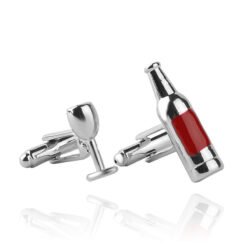 French Cufflinks For Wine Cups And Bottles - Silvery