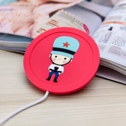Cartoon PVC Insulation Heating Coasters USB Heating Coasters - Red