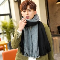 Men Scarves Can Match Colors Fashion - Black grey, 200x40cm