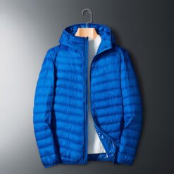 Sheer hooded down jacket - Royal blue, 3XL