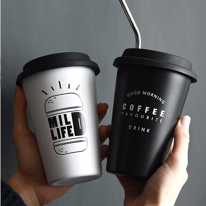 ROKEN Stainless Steel Cups with Lids & Straws 350ML Metal Drinking Mugs Coffee Mug Food Grade Cups BPA Free for Children Adults - Image 5