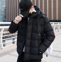 Men's Winter Fleece Padded Jacket Thick Heating Clothing - Black, XL