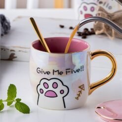 Alternative view of Cartoon Ceramics Mug With Lid and Spoon Coffee Milk Mugs Cute Creative Breakfast Cup Valentine's Day Wedding Birthday Gift