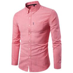Men S Shirts Korean Men Slim Long Sleeve Dress Shirt - Watermelon Red, 2XL