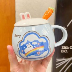 Korean Cartoon Creative Radish Rabbit Mugs - Blue