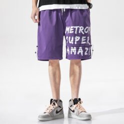 Cargo shorts casual man loose - Purple, 3XL