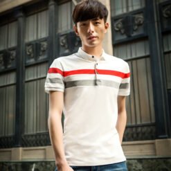 Men's striped T-shirt - White, M