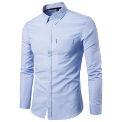 Men S Shirts Korean Men Slim Long Sleeve Dress Shirt - Sky Blue, XL