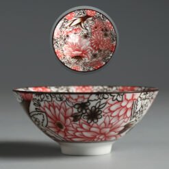 Ceramic Cup Bamboo Hat Tea Large Kung Fu Tea Set Tea Cup Tea Cup Cup - Hundred Flowers Blossom Red