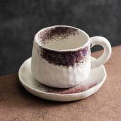 Retro-style Mugs For Afternoon Tea At Home - Kiln Baked Red And White, 250ML
