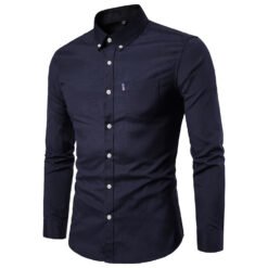 Men S Shirts Korean Men Slim Long Sleeve Dress Shirt - Black, L