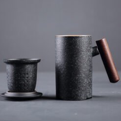 Commercial Japanese Mugs With Wooden Handles - Grey