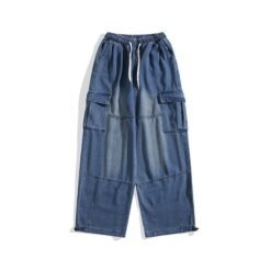 Hong Kong Style Retro Overalls Jeans Man - Blue, 3XL
