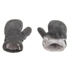 Children's Mittens Polar Fleece Shu Cotton Fleece Velcro Gloves - Grey, L