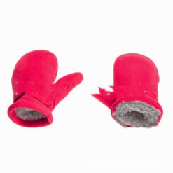 Children's Mittens Polar Fleece Shu Cotton Fleece Velcro Gloves - Rose Red, M