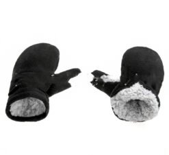 Children's Mittens Polar Fleece Shu Cotton Fleece Velcro Gloves - Black, L