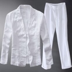 Two-piece Retro Solid Color High-end Simple Casual Suit - White, L