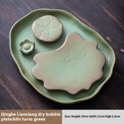 Tea Table Ceramic Tea Tray Household Bench Office Tea Tray - Small Size Qing Lotus